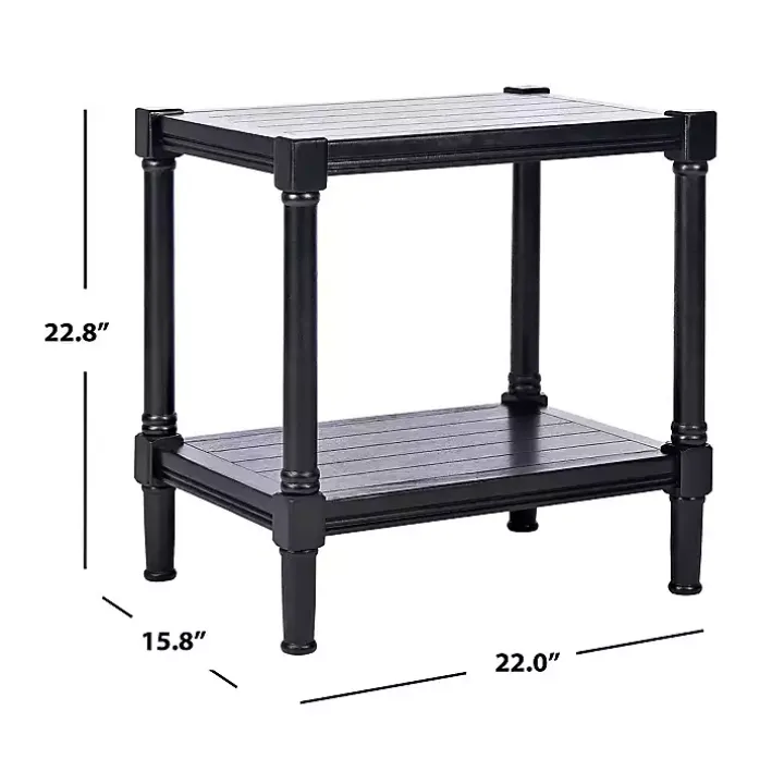 Black Carved Pinewood Farmhouse Accent Table