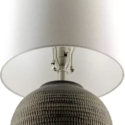Black Ceramic Carved Lyon Table Lamp