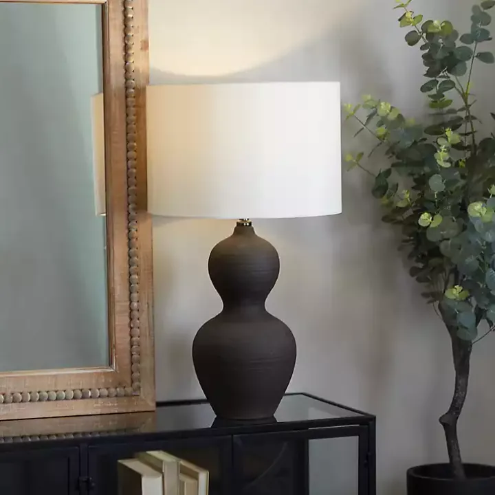 Black Ceramic Hourglass Simple Large Table Lamp