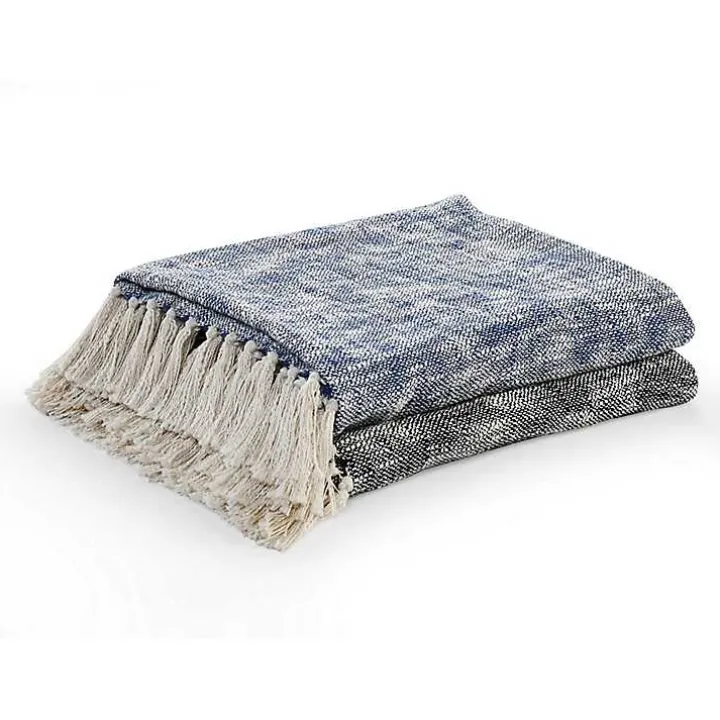 Black Chambray Fringe Throw
