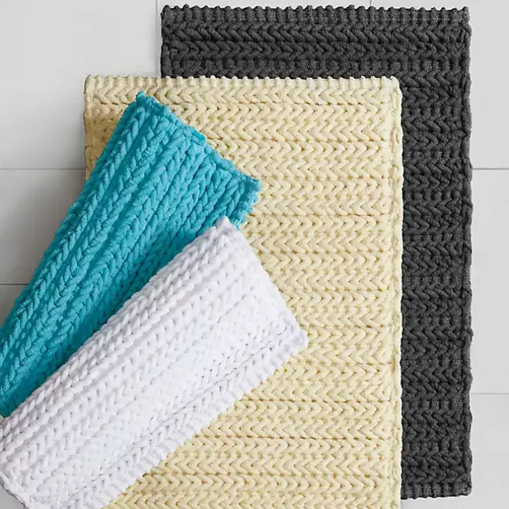 Black Chenille Chain Stitched Bath Mat, 30 in.