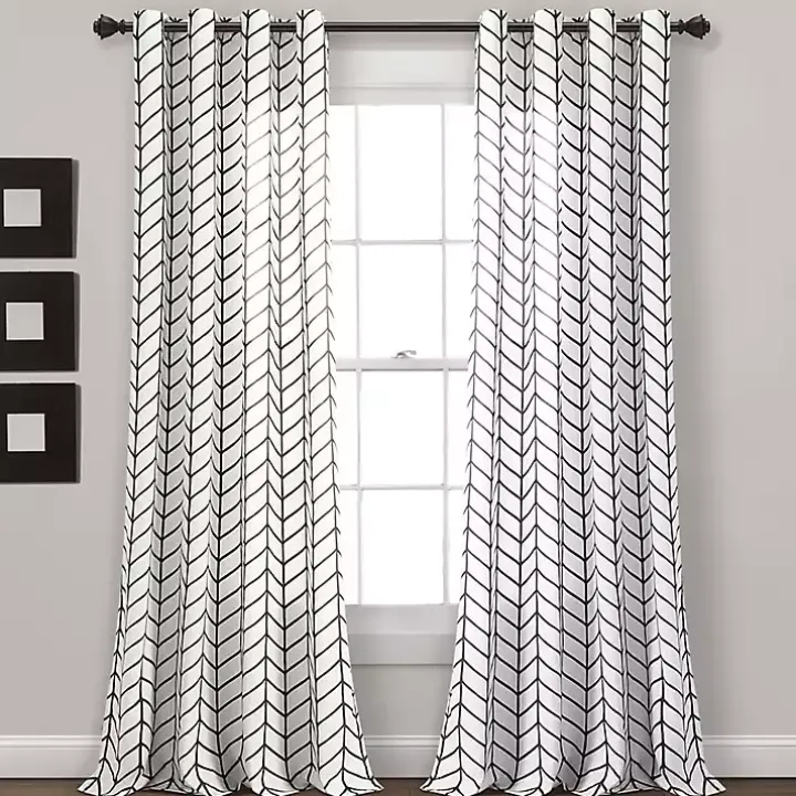 Black Chevron 2-pc. Curtain Panel Set, 84 in.
