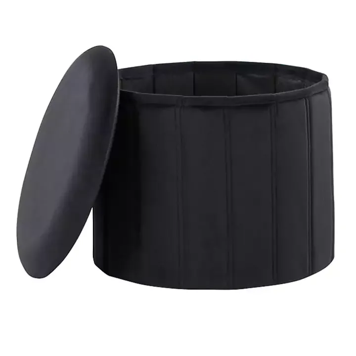 Black Collapsible Storage Ottoman