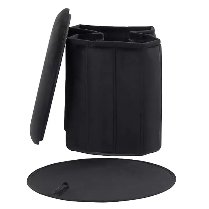 Black Collapsible Storage Ottoman