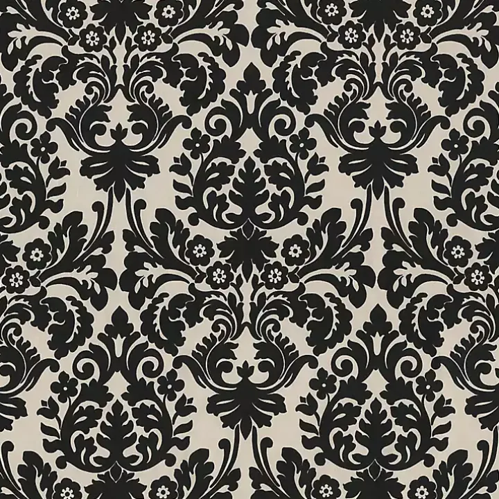 Black Damask Tufted Outdoor Settee Cushion