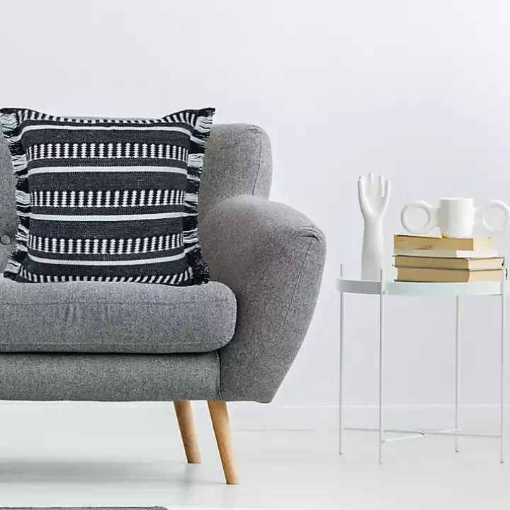 Black Dash Stripe Indoor/Outdoor Pillow