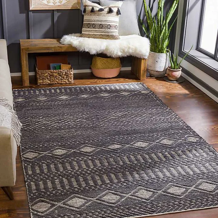 Black Diamond Jute Area Rug, 5x7