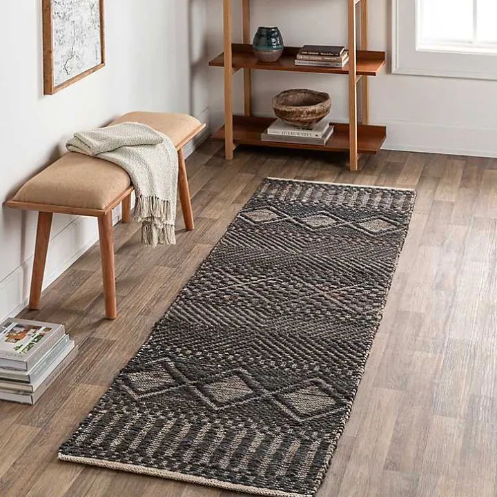 Black Diamond Jute Runner, 2x8