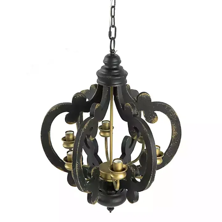 Black Distressed Gold Chandelier