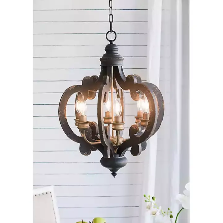 Black Distressed Gold Chandelier