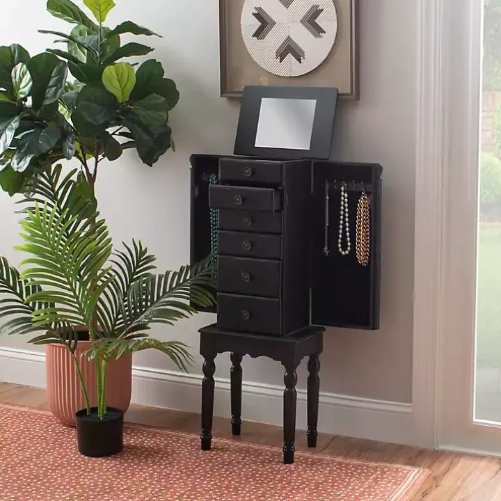 Black 5-Drawer Ollie Petite Jewelry Armoire