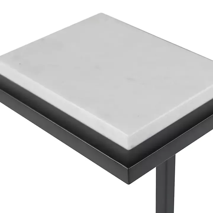 Black Elevated Marble Accent Table