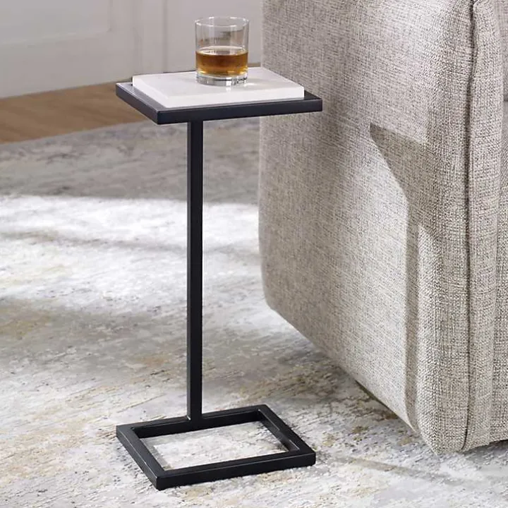 Black Elevated Marble Accent Table