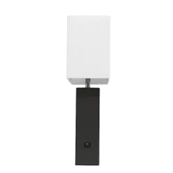 Black Faux Leather Charging Table Lamp