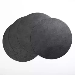Black Faux Leather Placemats, Set of 4