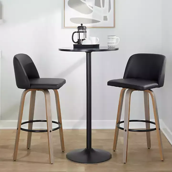 Black Faux Leather Torino Bar Stools, Set of 2