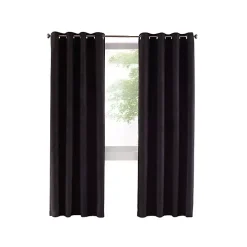 Black Faux Suede Blackout Curtain Panel, 84 in.