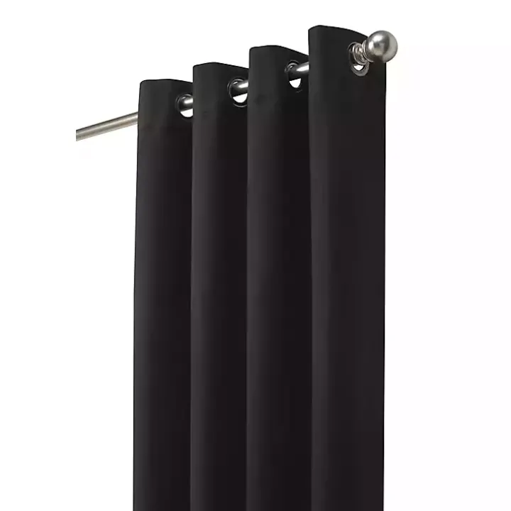 Black Faux Suede Blackout Curtain Panel, 84 in.