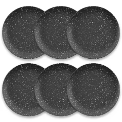 Black Faye Melamine Dinner Plates, Set of 6
