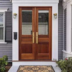 Black Fleur De Lis Monogram G Doormat