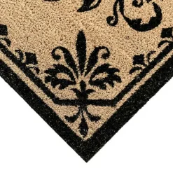 Black Fleur De Lis Monogram P Doormat