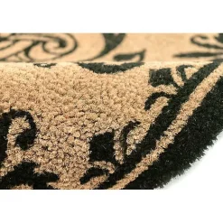 Black Fleur De Lis Monogram P Doormat