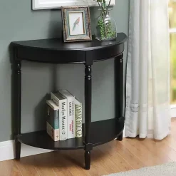 Black French Country Half Round Console Table