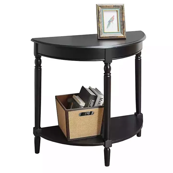 Black French Country Half Round Console Table