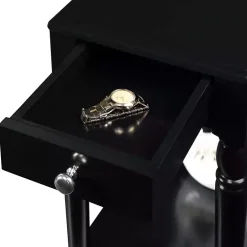 Black French Country Single Drawer Accent Table