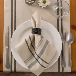 Black French Stripe Napkins, Set of 6