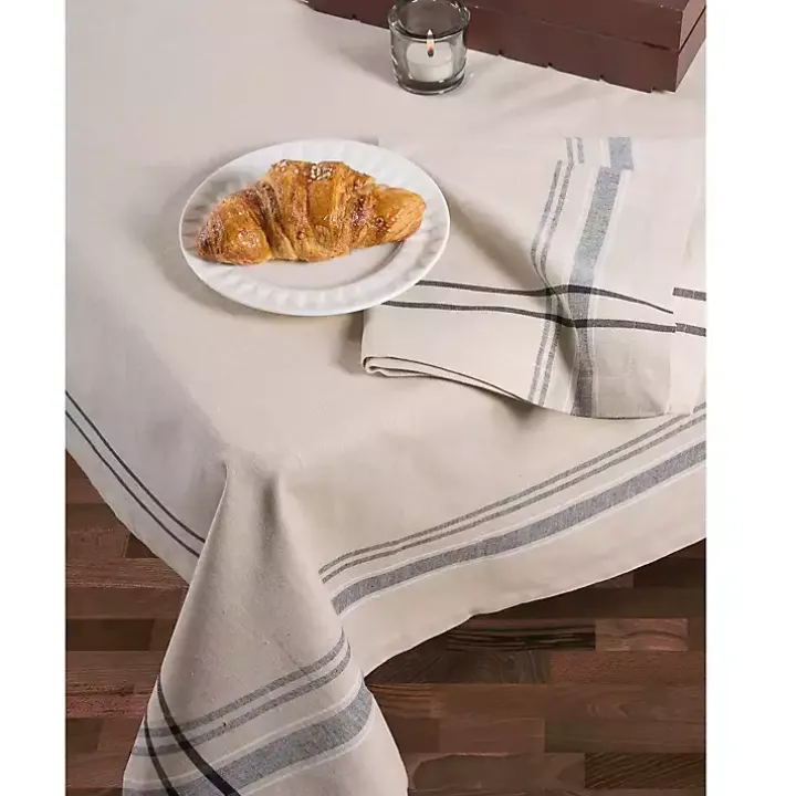 Black French Stripe Napkins, Set of 6