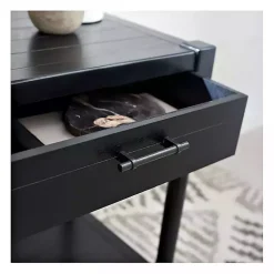 Black Geometrical Industrial Pull Accent Table