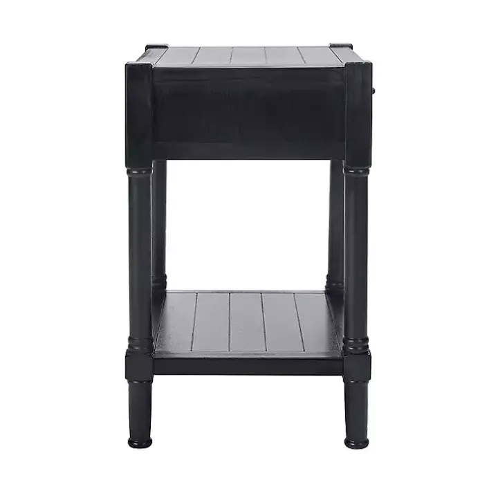Black Geometrical Industrial Pull Accent Table
