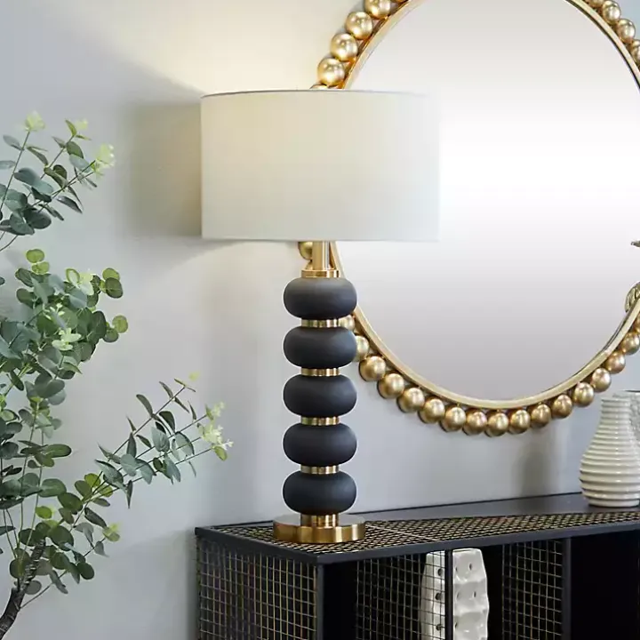 Black Gold Metal Spindle Table Lamp