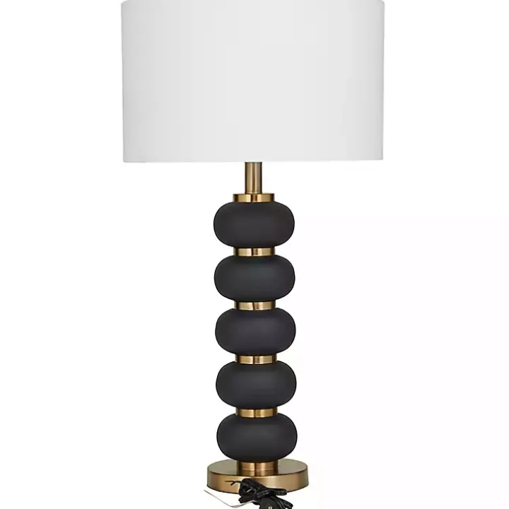 Black Gold Metal Spindle Table Lamp