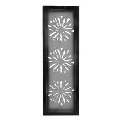 Black Handcarved Wood Floral Wall Plaque