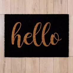 Black Hello Doormat