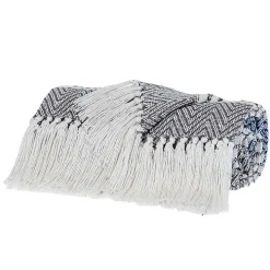 Black Herringbone Multi Striped Throw