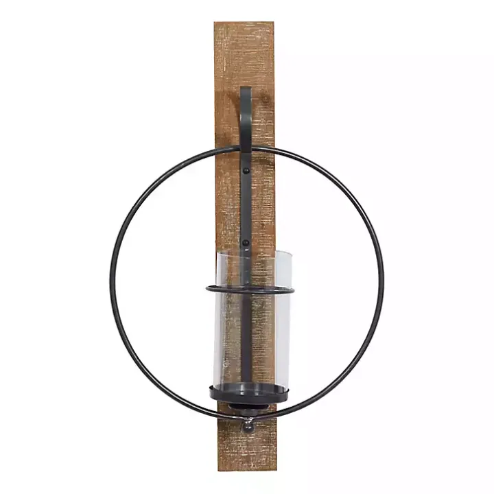Black Hoop Glass Sleeve Wall Sconce, 24 in.