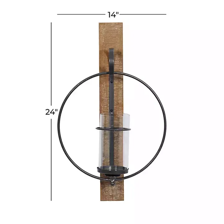 Black Hoop Glass Sleeve Wall Sconce, 24 in.