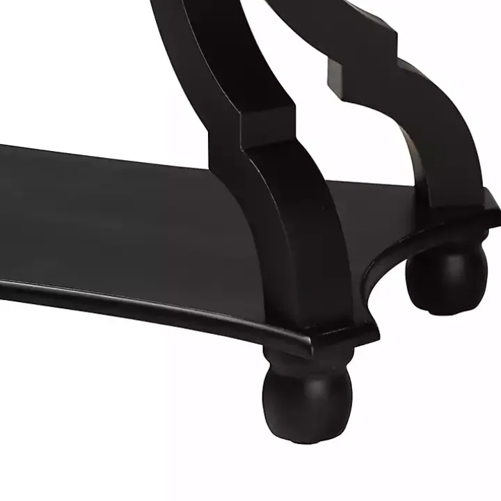 Black Hourglass Wood Accent Table