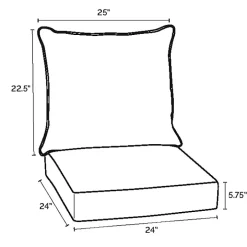 Black Leala Texture Outdoor Deep Seat Cushions