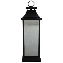 Black LED Flickering Fairy Lights Lantern, 19 in.