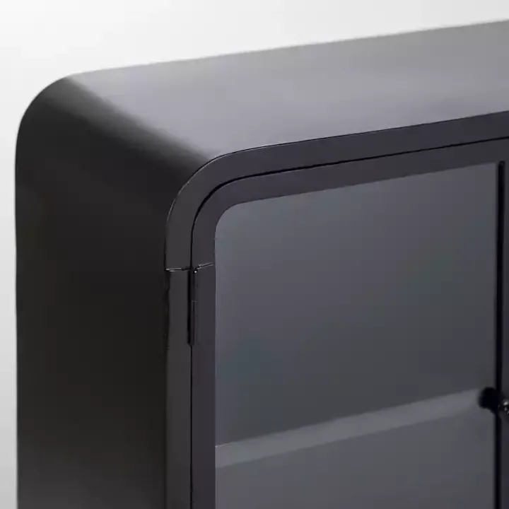 Black Metal & Glass 4-Door Bentley Cabinet