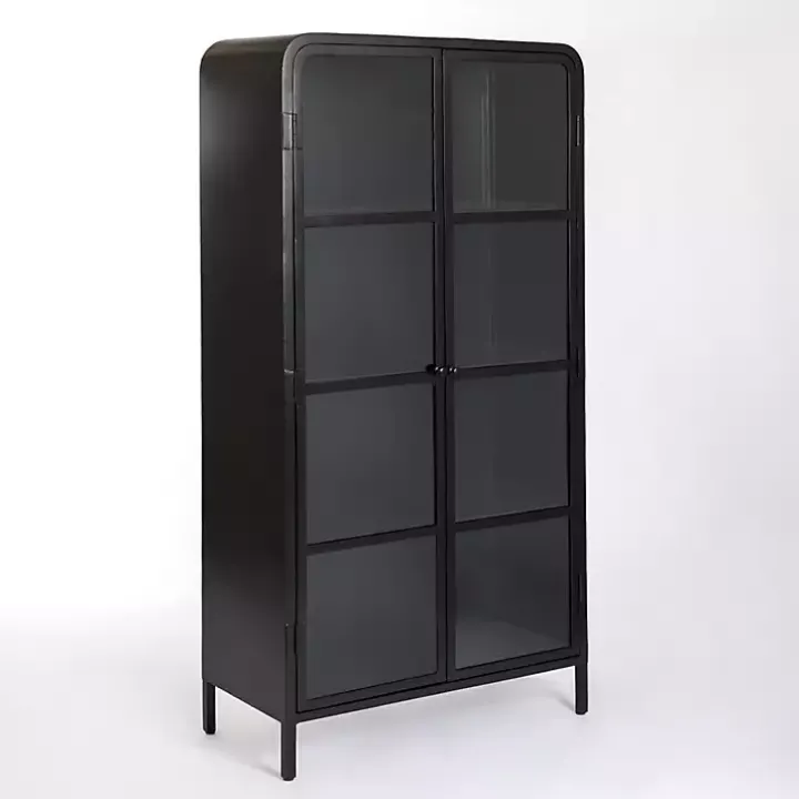 Black Metal & Glass 2-Door Bentley Cabinet