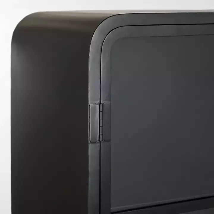 Black Metal & Glass 2-Door Bentley Cabinet