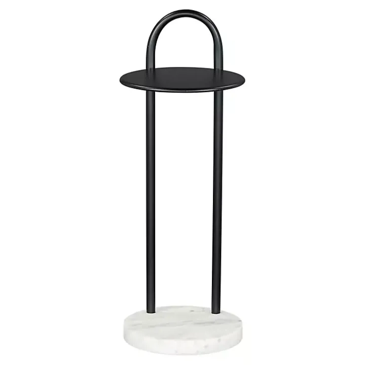 Black Metal & Marble Loop Accent Table