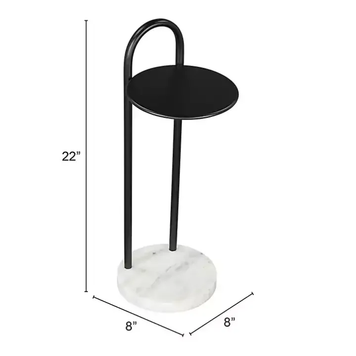 Black Metal & Marble Loop Accent Table