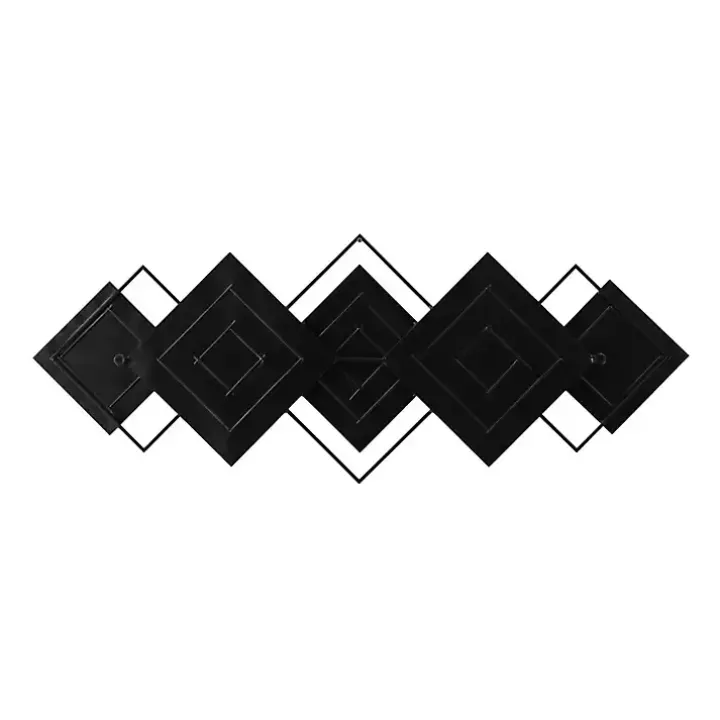 Black Metal and Bamboo Diamond Wall Plaque