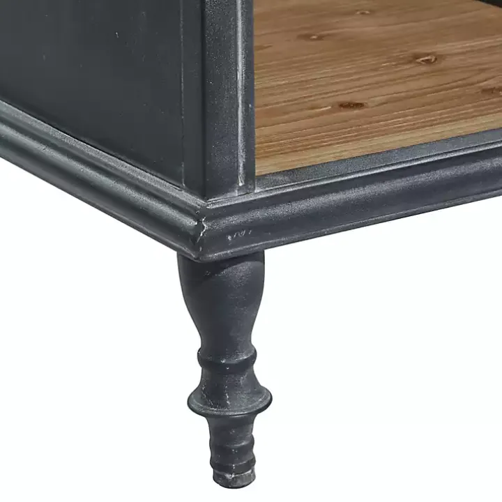 Black Metal and Brown Wood Storage Cabinet